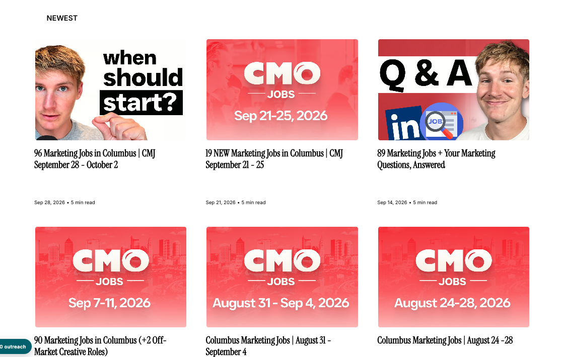 A preview of the latest Columbus Marketing Jobs weekly job listings