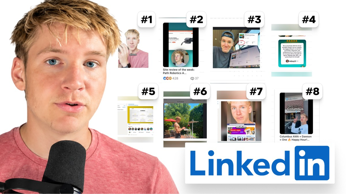 Andy Milligan sharing the eight LinkedIn post types that got him paying marketing clients